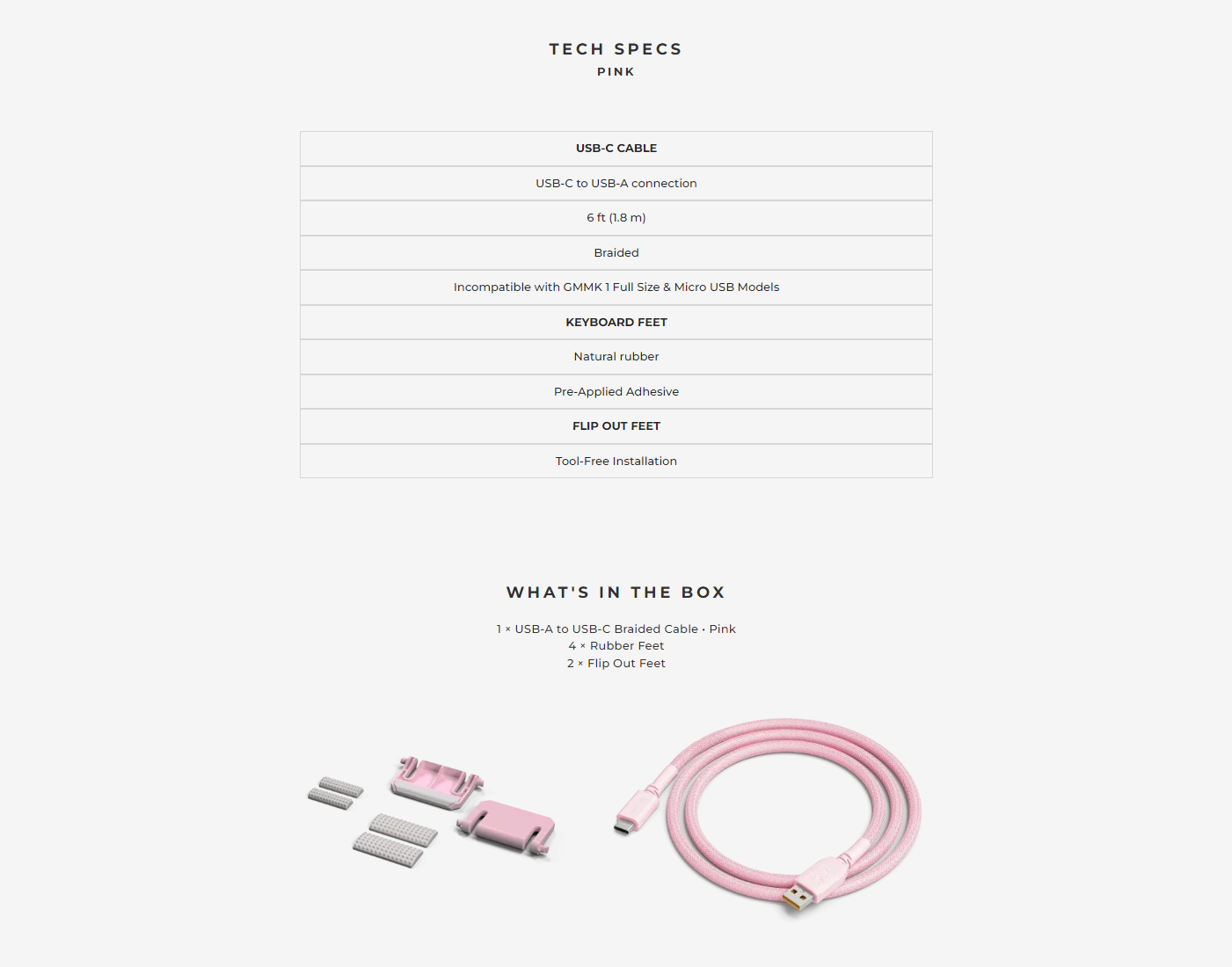 A large marketing image providing additional information about the product Glorious GMMK Replacement Kit - Pink - Additional alt info not provided
